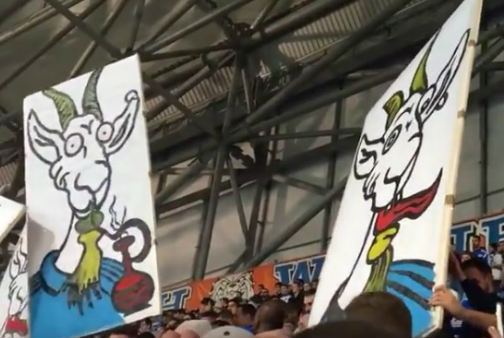 Marseille fans played the Benny Hill theme as they portrayed their under-performing players as goats