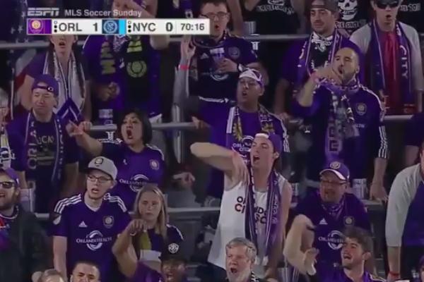 Orlando City fans sing Move bitch, get off the pitch! to injured NYC player Maxime Chanot
