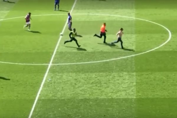 Pitch invader at Aston Villa 1-0 Birmingham City