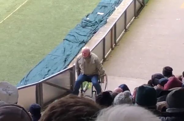 Plymouth fan gets out of wheelchair