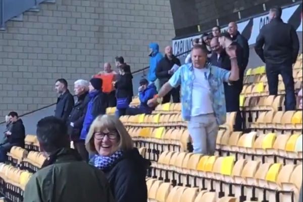 Sheffield Wednesday fan dancing in the stands at Wolves