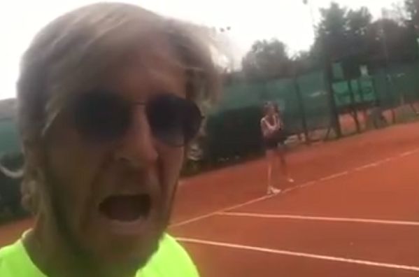 Massimo Ambrosini mimes sounds of tennis match
