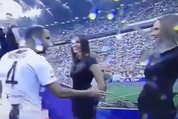 Models leave Medhi Benatia hanging during Juventus celebrations