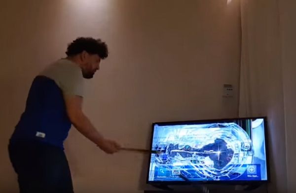 Marseille fan smashes his TV after Europa League final loss