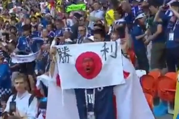 Fan's Japan flag costume at the World Cup
