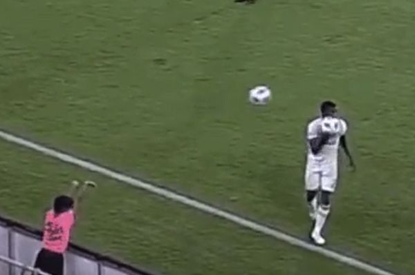 DC United ball boy knocks ball out of Portland Timbers player's hands with another ball