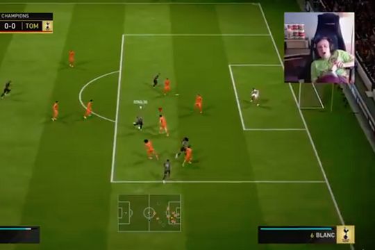 A professional FIFA player gets cramp during a live game
