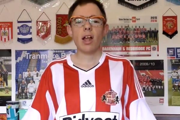 A fan sings the Sunderland Bootboys song to camera