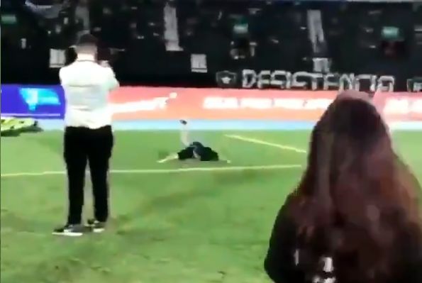 Botafogo fan attempts Cristiano Ronaldo goal celebration after scoring on pitch