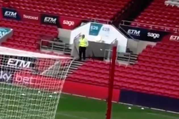 A dancing steward at Ashton Gate before Bristol City 4-1 Blackburn