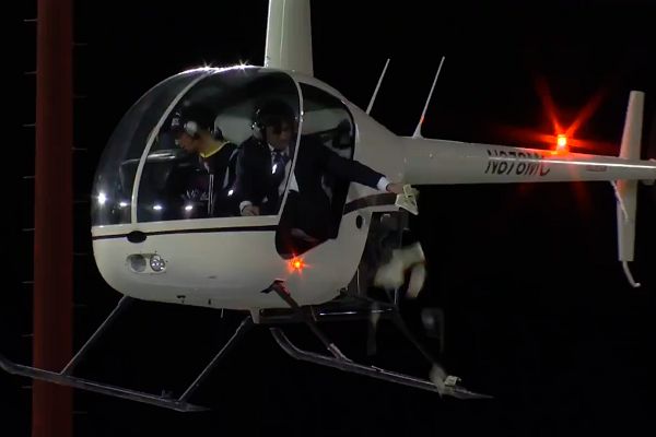 Half-time helicopter cash drop at Las Vegas Lights vs LA Galaxy II