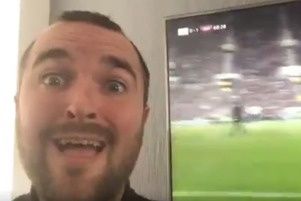 West Ham fan recreates Harry Kane's Champions League celebration video in front of Michail Antonio's winner at Tottenham