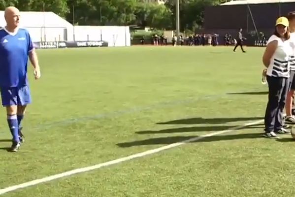 FIFA president Gianni Infantino put a corner kick straight out of play during a tournament match