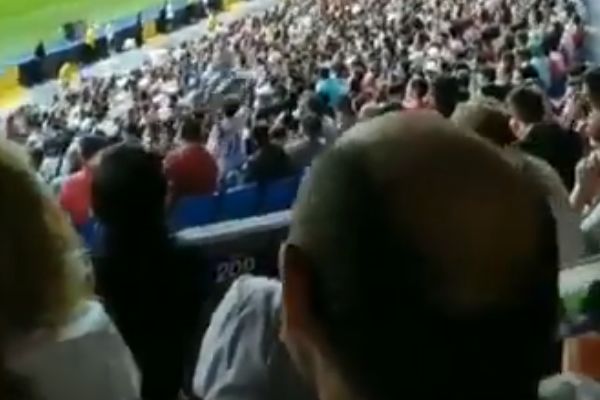Real Madrid fans chant "we want Mbappé" while new signing Eden Hazard is unveiled at the Bernabéu