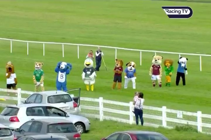 League of Ireland mascot race at a racecourse in Naas, County Kildare