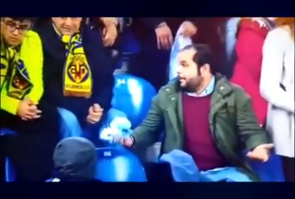 Alavés player Lucas Pérez gives his shirt to confused Villarreal fan after La Liga match