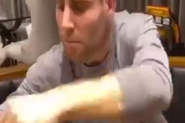 Liverpool's James Milner rations tea bags while on break from football