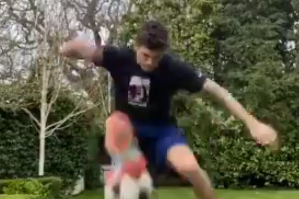 Christian Pulisic slipped comedically on a ball while trying to show off skills to camera