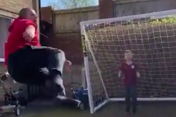 Man's shot hits son in goal in the garden in the face