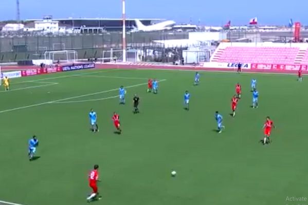 Plane flies over the pitch during Gibraltar 1-0 San Marino in the Nations League
