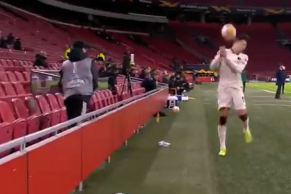 Ajax ball boy throws ball at Roma's Riccardo Calafiori for time-wasting during Europa League quarter-final